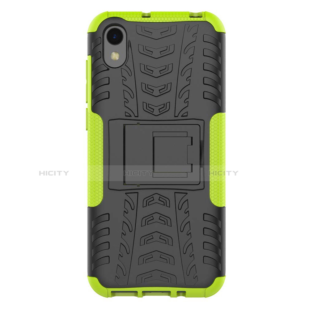 Custodia Silicone e Plastica Opaca Cover con Supporto per Huawei Enjoy 8S Verde