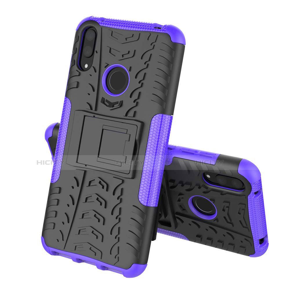 Custodia Silicone e Plastica Opaca Cover con Supporto per Huawei Enjoy 9 Viola