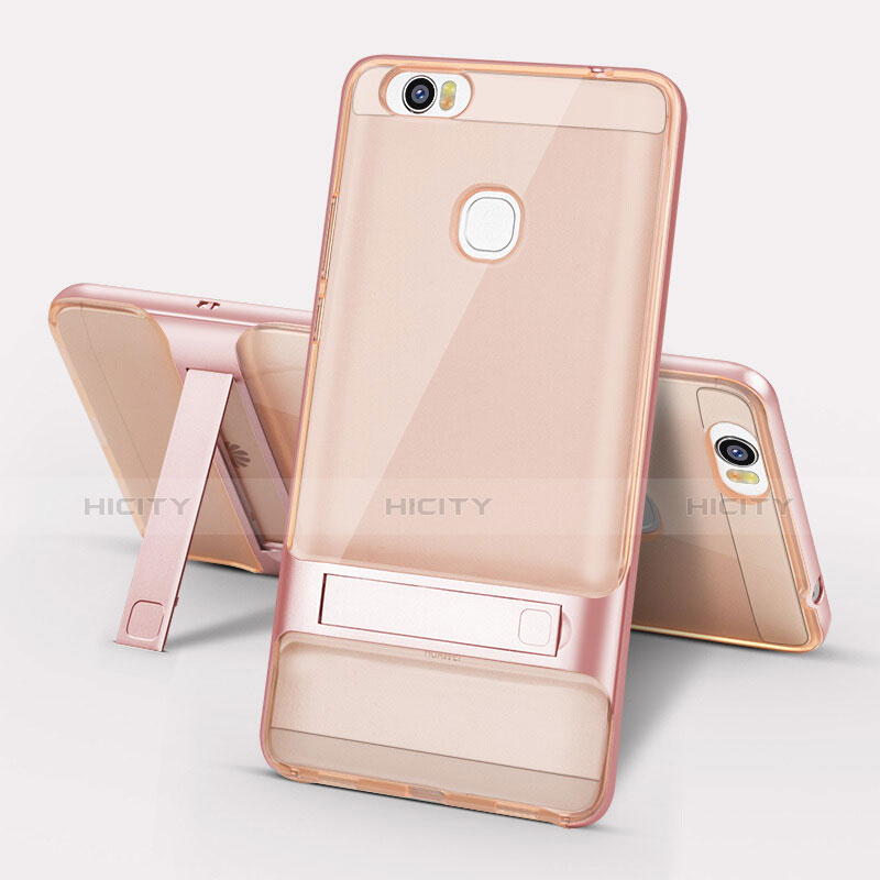 Custodia Silicone e Plastica Opaca Cover con Supporto per Huawei Honor Note 8 Oro Rosa