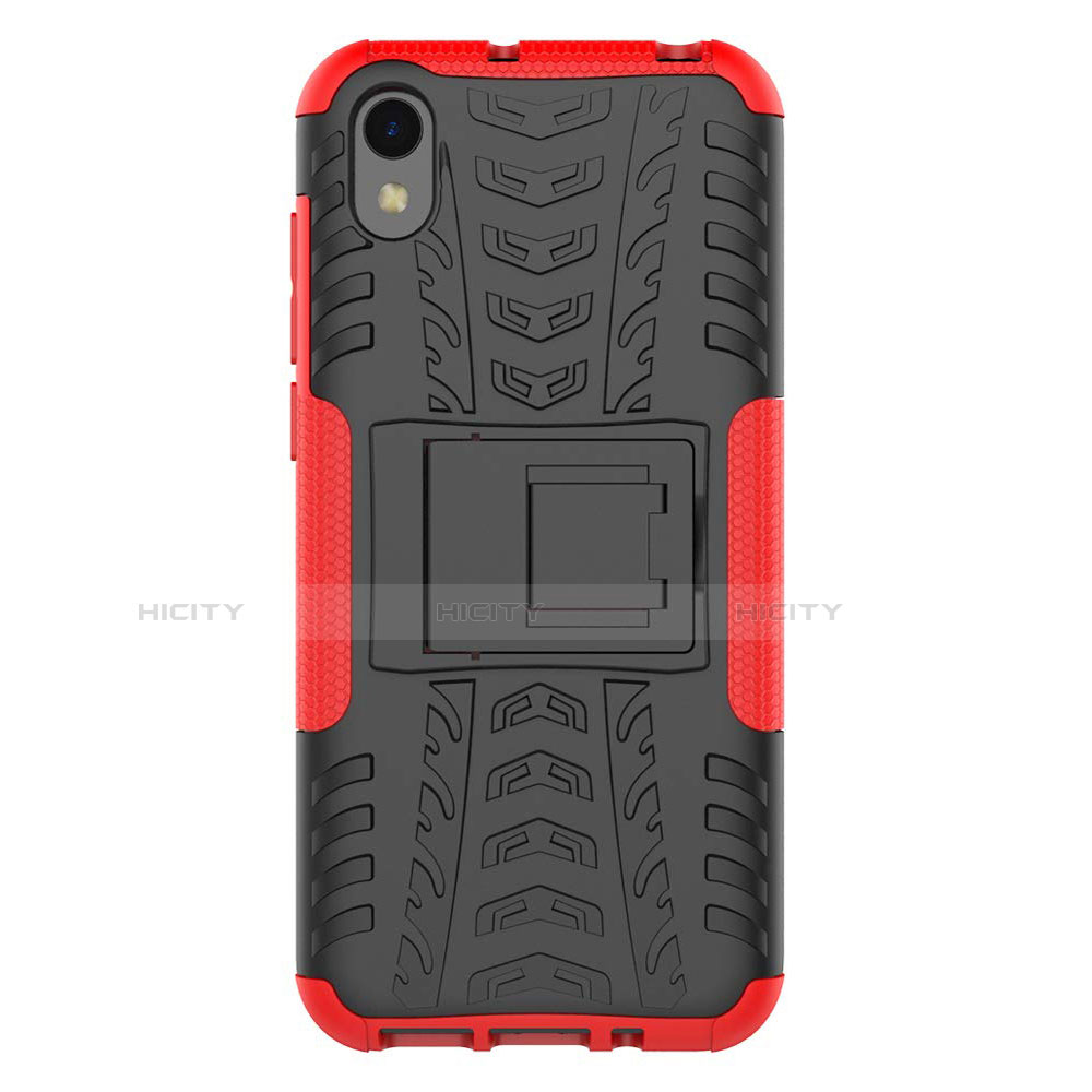 Custodia Silicone e Plastica Opaca Cover con Supporto per Huawei Honor Play 8 Rosso