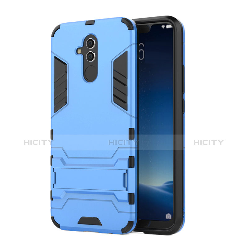 Custodia Silicone e Plastica Opaca Cover con Supporto per Huawei Mate 20 Lite Blu