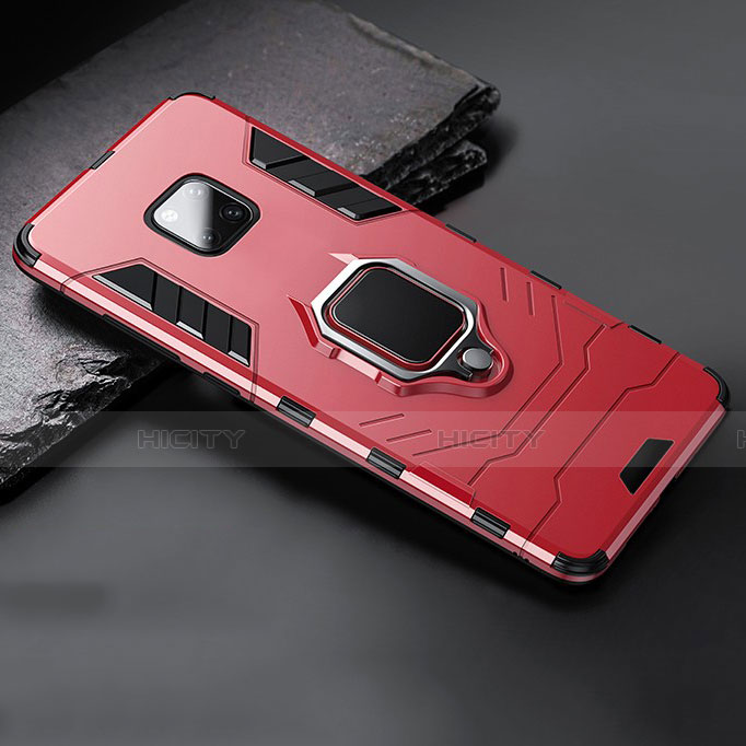 Custodia Silicone e Plastica Opaca Cover con Supporto per Huawei Mate 20 Rosso