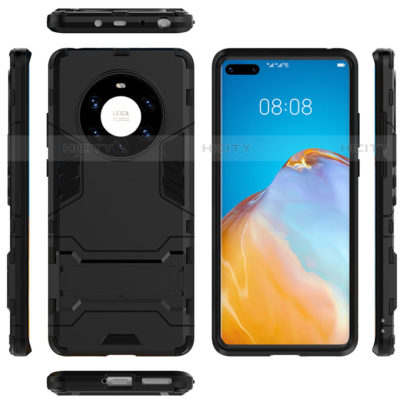 Custodia Silicone e Plastica Opaca Cover con Supporto per Huawei Mate 40 Pro+ Plus