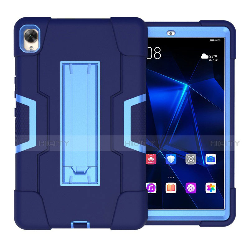 Custodia Silicone e Plastica Opaca Cover con Supporto per Huawei MediaPad M6 10.8 Blu