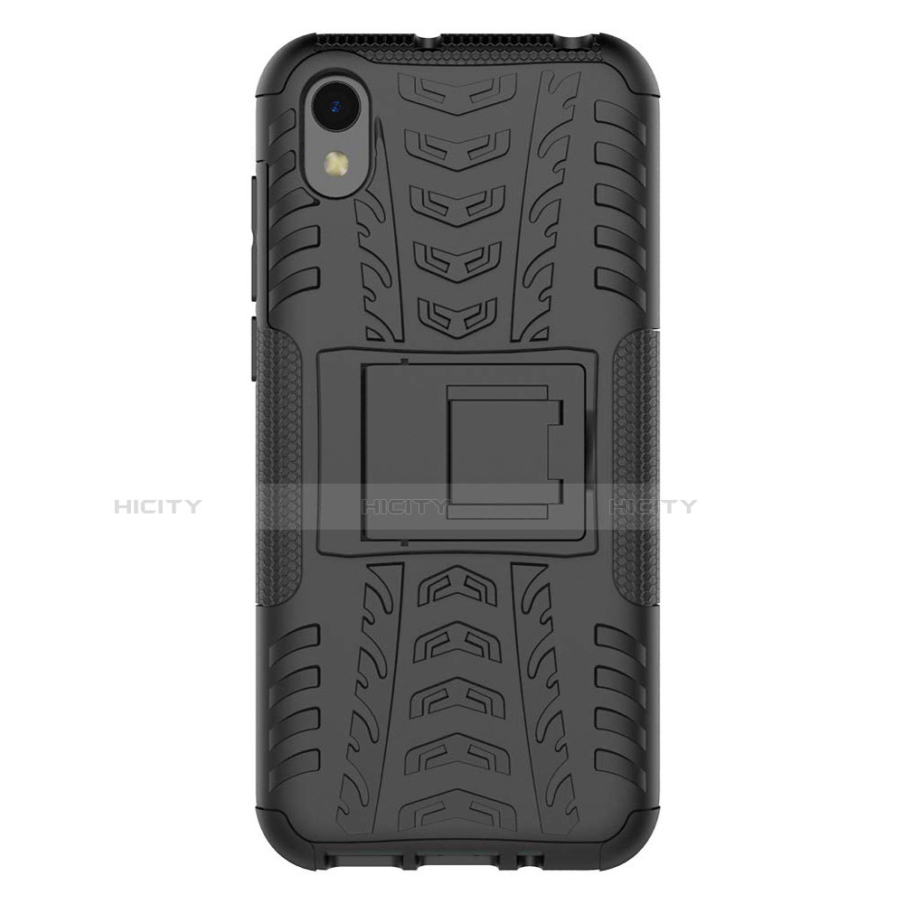 Custodia Silicone e Plastica Opaca Cover con Supporto per Huawei Y5 (2019) Nero