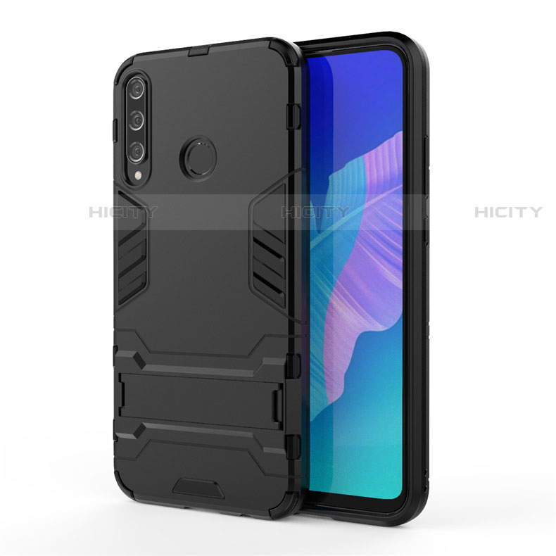 Custodia Silicone e Plastica Opaca Cover con Supporto per Huawei Y7p Nero