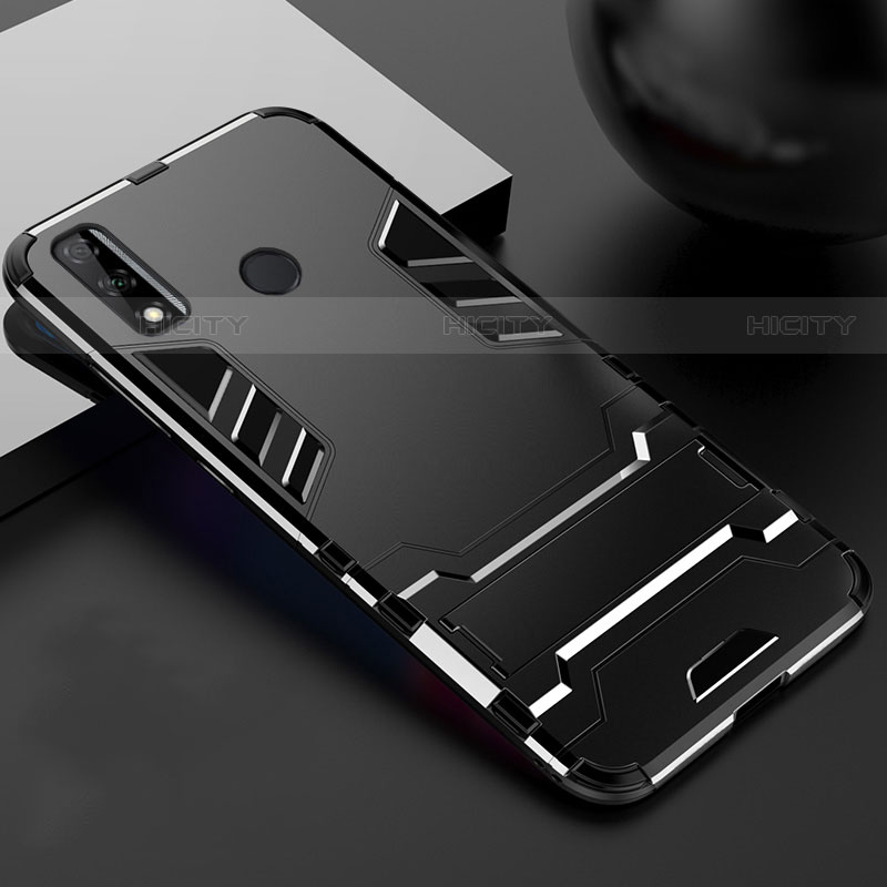 Custodia Silicone e Plastica Opaca Cover con Supporto per Huawei Y8s Nero