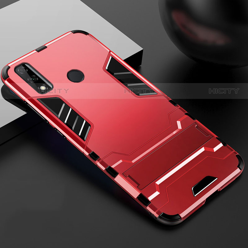 Custodia Silicone e Plastica Opaca Cover con Supporto per Huawei Y8s Rosso