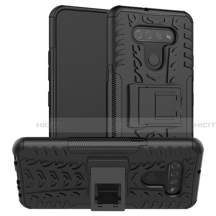 Custodia Silicone e Plastica Opaca Cover con Supporto per LG K51 Nero