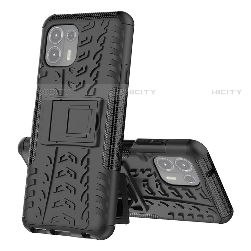 Custodia Silicone e Plastica Opaca Cover con Supporto per Motorola Moto Edge 20 Lite 5G Nero