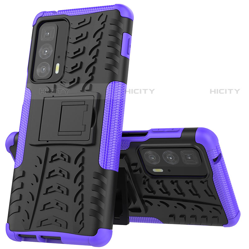 Custodia Silicone e Plastica Opaca Cover con Supporto per Motorola Moto Edge 20 Pro 5G Viola