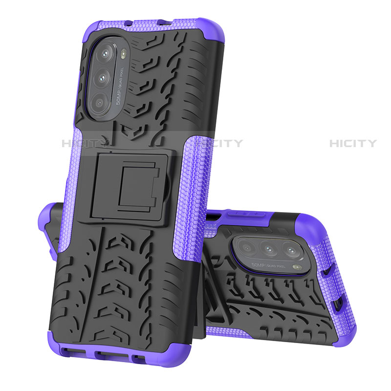 Custodia Silicone e Plastica Opaca Cover con Supporto per Motorola Moto Edge (2022) 5G Viola