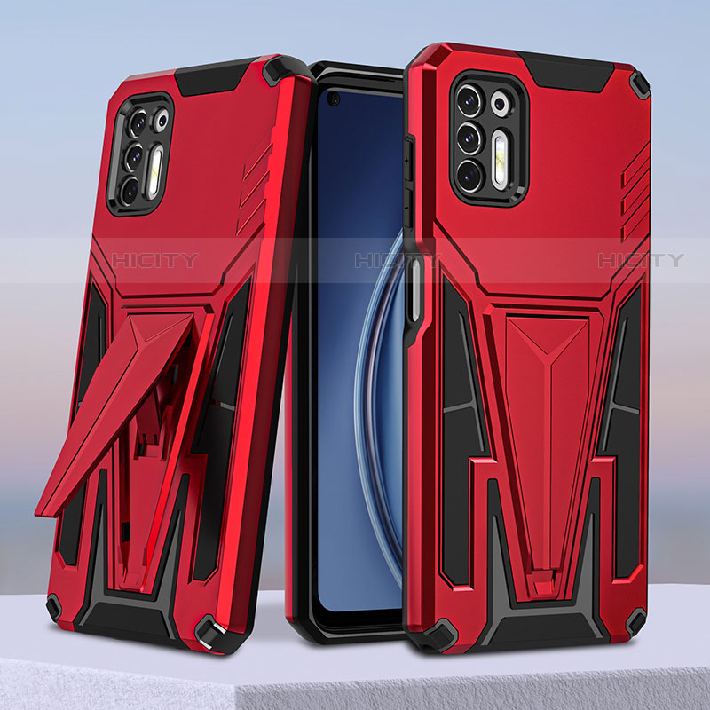 Custodia Silicone e Plastica Opaca Cover con Supporto per Motorola Moto G Stylus (2021) Rosso