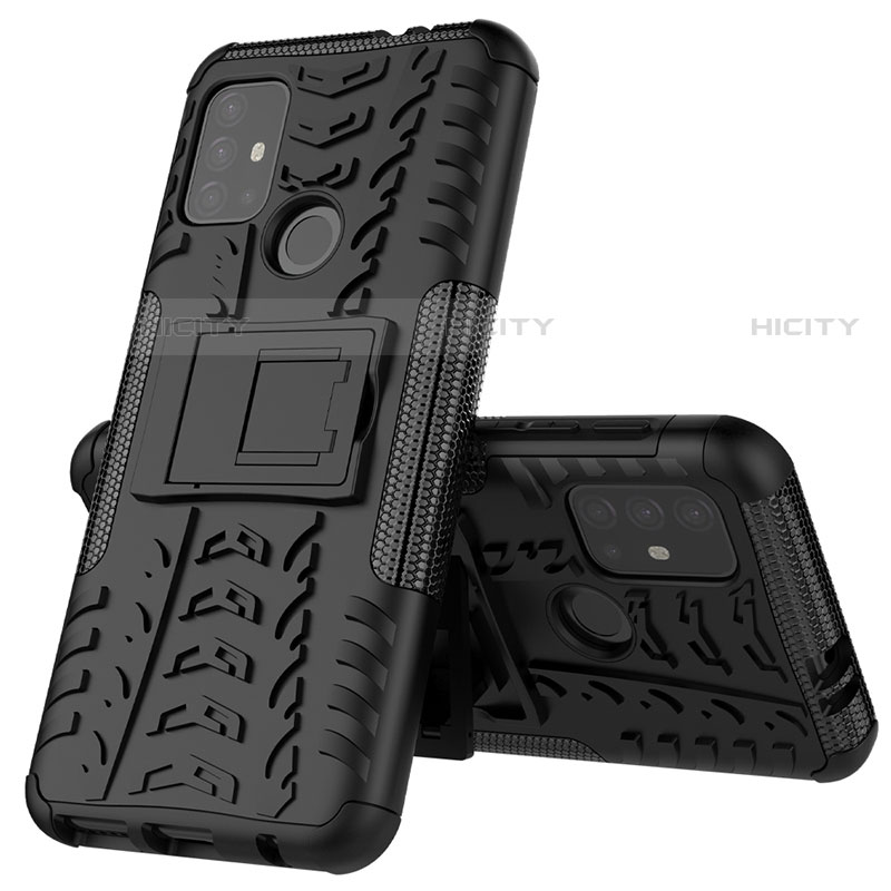 Custodia Silicone e Plastica Opaca Cover con Supporto per Motorola Moto G10 Power Nero