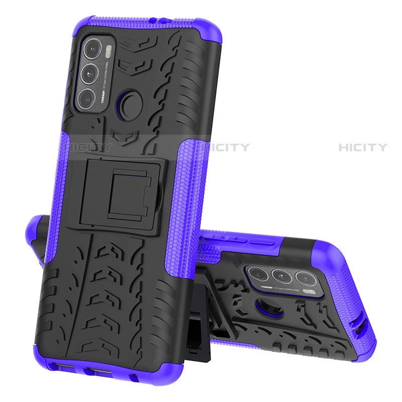 Custodia Silicone e Plastica Opaca Cover con Supporto per Motorola Moto G40 Fusion Viola