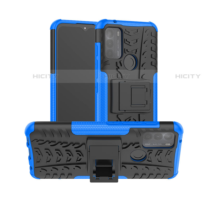 Custodia Silicone e Plastica Opaca Cover con Supporto per Motorola Moto G50 Blu