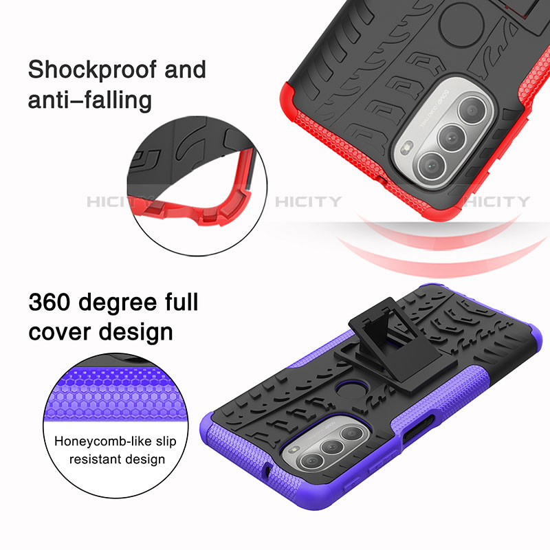 Custodia Silicone e Plastica Opaca Cover con Supporto per Motorola Moto G51 5G