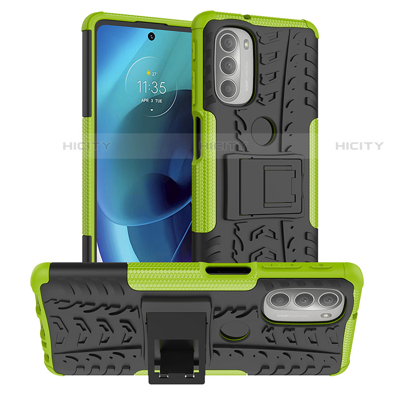 Custodia Silicone e Plastica Opaca Cover con Supporto per Motorola Moto G51 5G