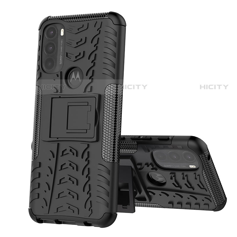 Custodia Silicone e Plastica Opaca Cover con Supporto per Motorola Moto G71 5G