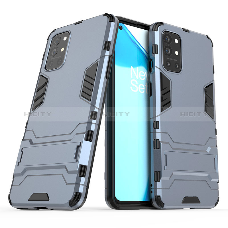 Custodia Silicone e Plastica Opaca Cover con Supporto per OnePlus 9R 5G Blu