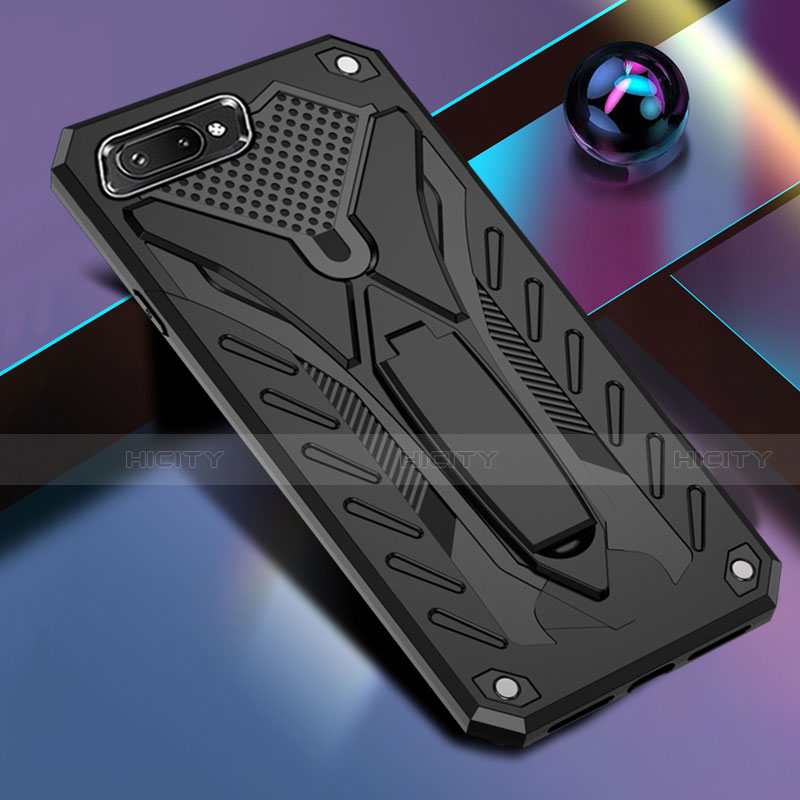 Custodia Silicone e Plastica Opaca Cover con Supporto per Oppo AX5 Nero