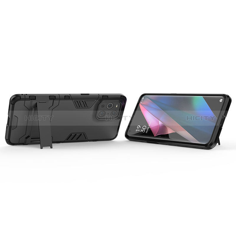 Custodia Silicone e Plastica Opaca Cover con Supporto per Oppo Find X3 5G