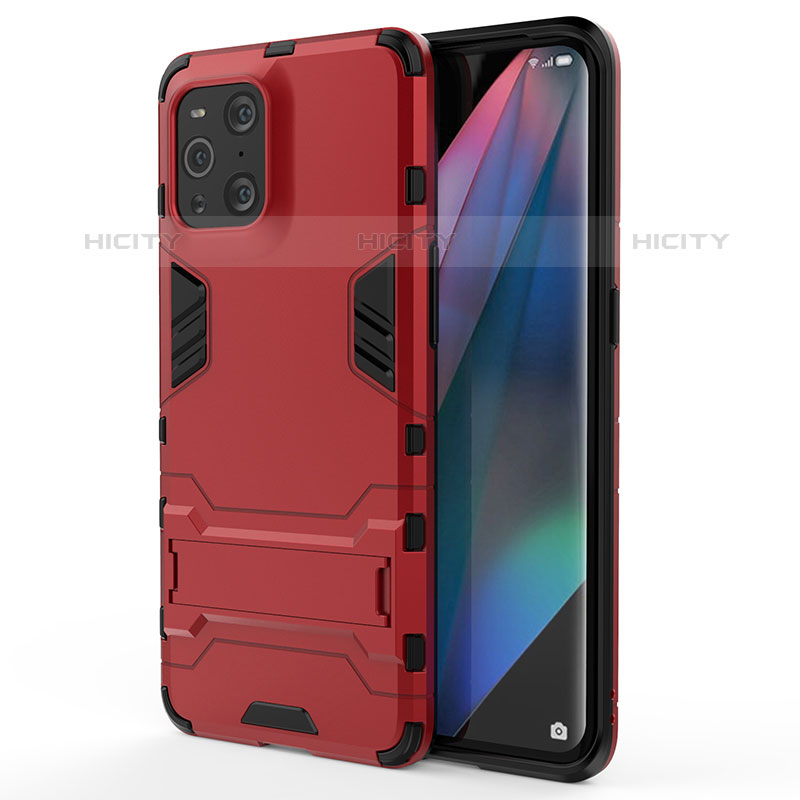 Custodia Silicone e Plastica Opaca Cover con Supporto per Oppo Find X3 Pro 5G