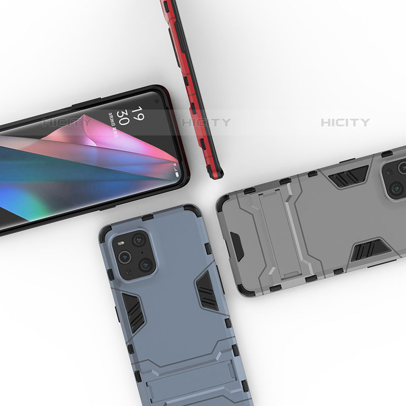 Custodia Silicone e Plastica Opaca Cover con Supporto per Oppo Find X3 Pro 5G