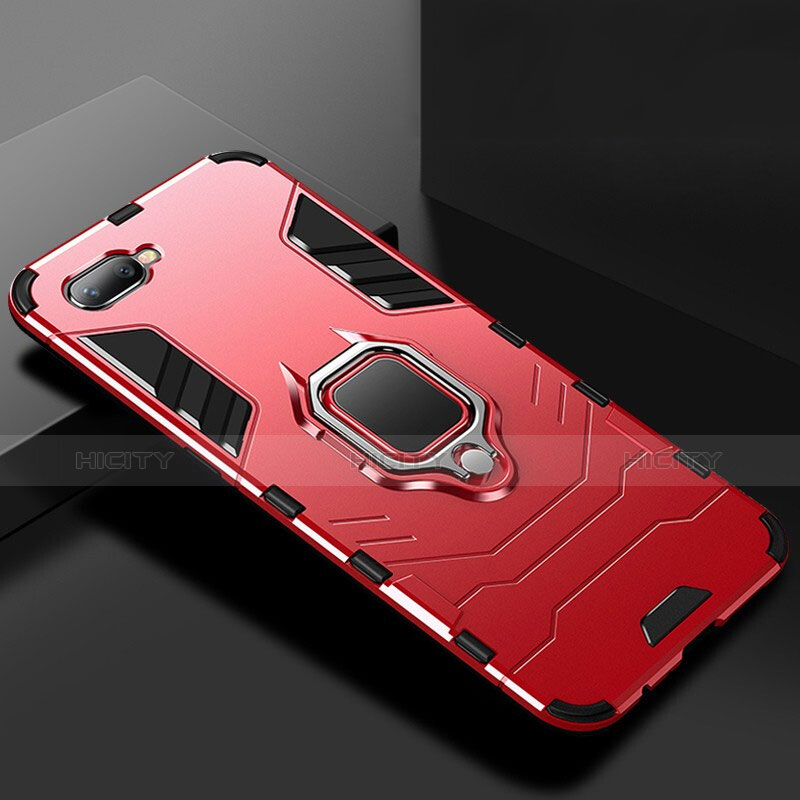 Custodia Silicone e Plastica Opaca Cover con Supporto per Oppo R15X Rosso