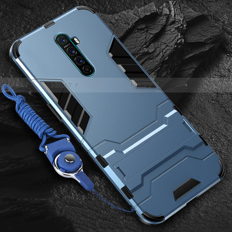 Custodia Silicone e Plastica Opaca Cover con Supporto per Oppo Reno Ace Cielo Blu