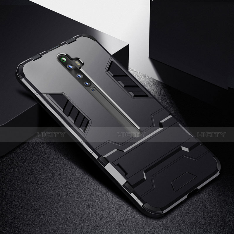 Custodia Silicone e Plastica Opaca Cover con Supporto per Oppo Reno2 Z Nero