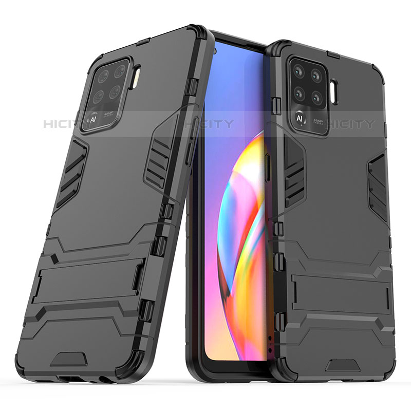 Custodia Silicone e Plastica Opaca Cover con Supporto per Oppo Reno5 F