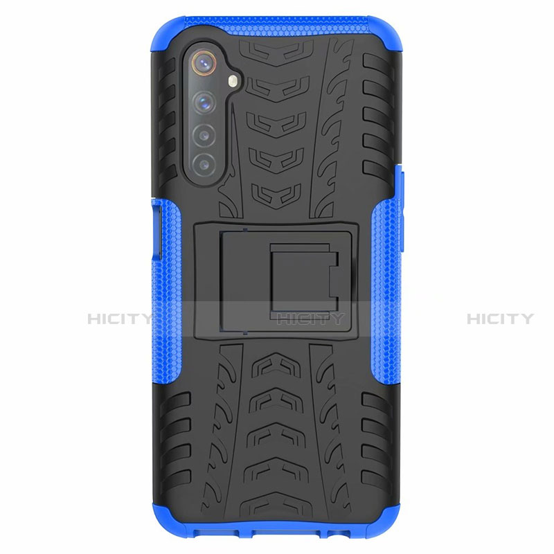 Custodia Silicone e Plastica Opaca Cover con Supporto per Realme 6s Blu