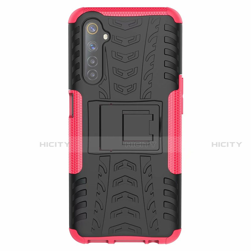 Custodia Silicone e Plastica Opaca Cover con Supporto per Realme 6s Rosa