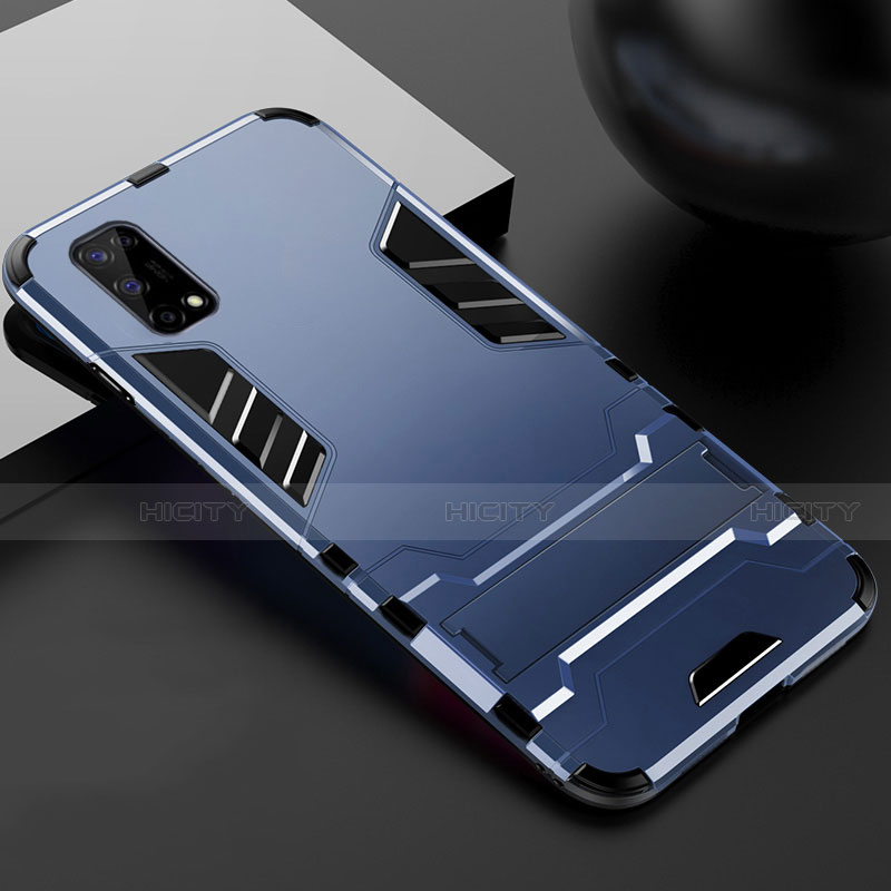 Custodia Silicone e Plastica Opaca Cover con Supporto per Realme V5 5G Blu