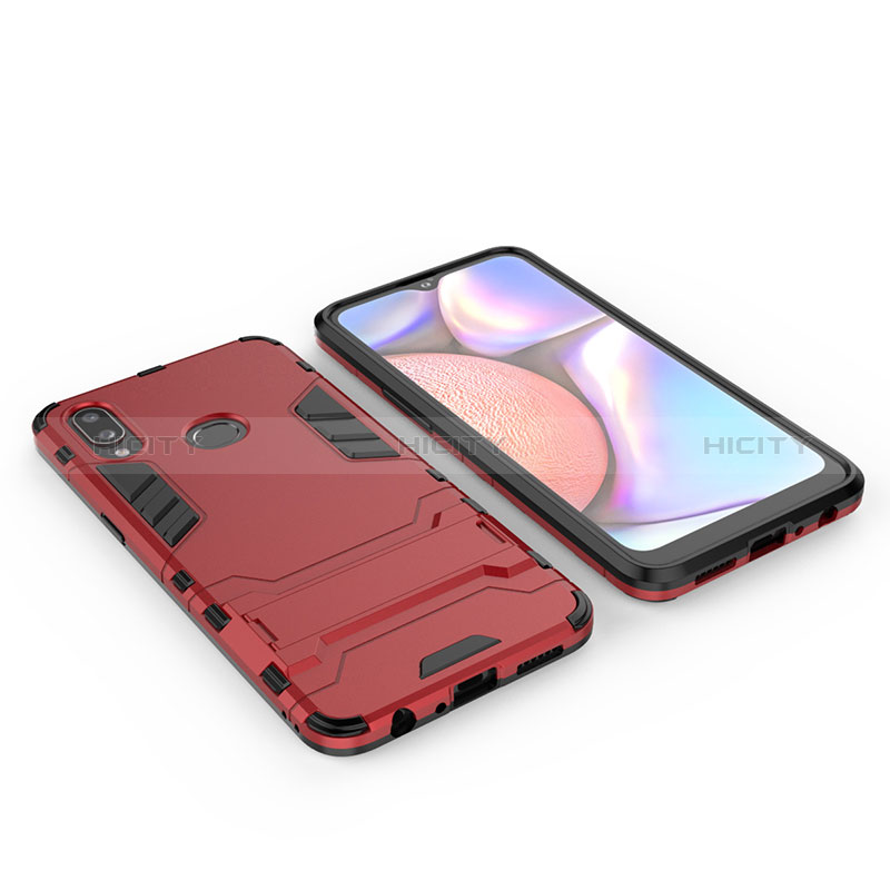 Custodia Silicone e Plastica Opaca Cover con Supporto per Samsung Galaxy A10s Rosso