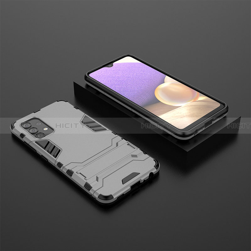 Custodia Silicone e Plastica Opaca Cover con Supporto per Samsung Galaxy A32 4G Grigio