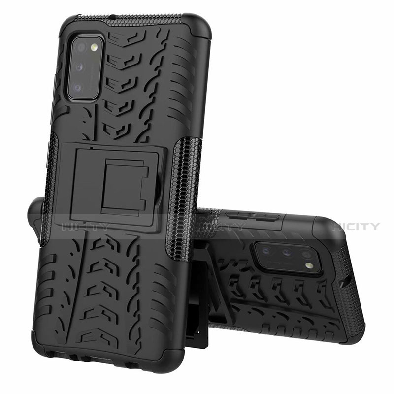 Custodia Silicone e Plastica Opaca Cover con Supporto per Samsung Galaxy A41 Nero