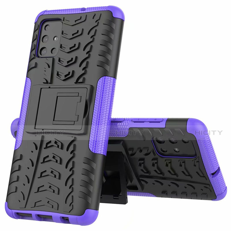 Custodia Silicone e Plastica Opaca Cover con Supporto per Samsung Galaxy A51 4G Viola