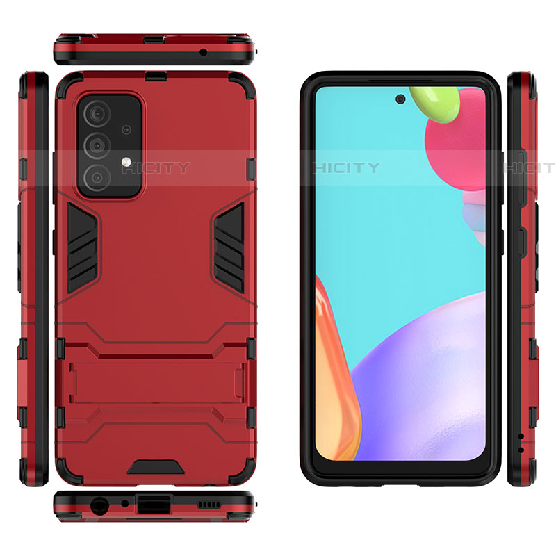 Custodia Silicone e Plastica Opaca Cover con Supporto per Samsung Galaxy A52 4G