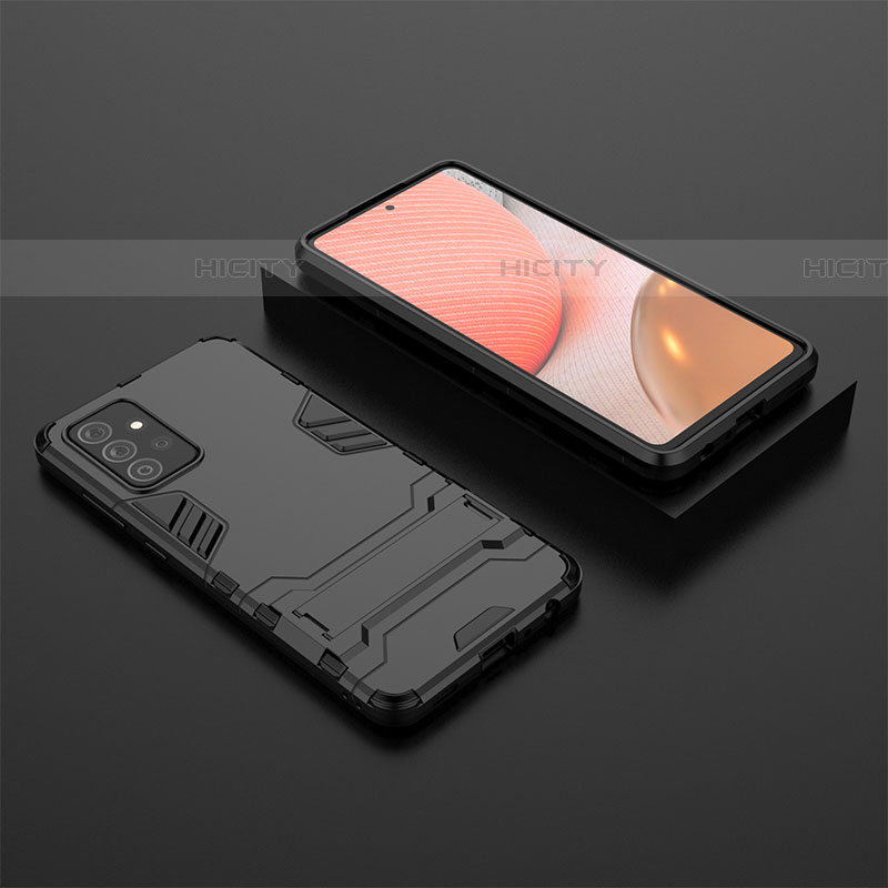 Custodia Silicone e Plastica Opaca Cover con Supporto per Samsung Galaxy A72 4G