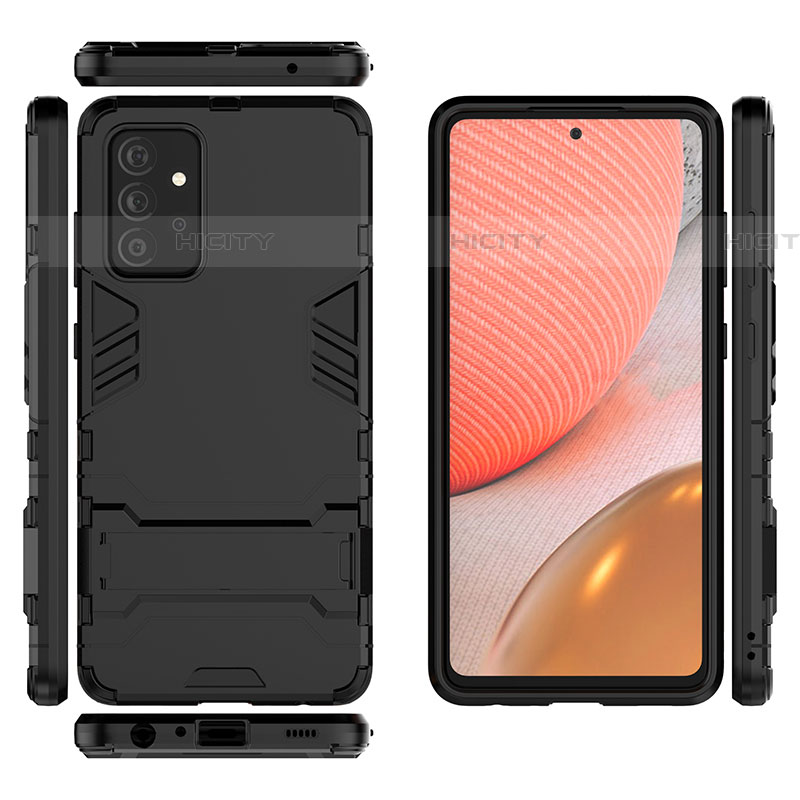 Custodia Silicone e Plastica Opaca Cover con Supporto per Samsung Galaxy A72 4G