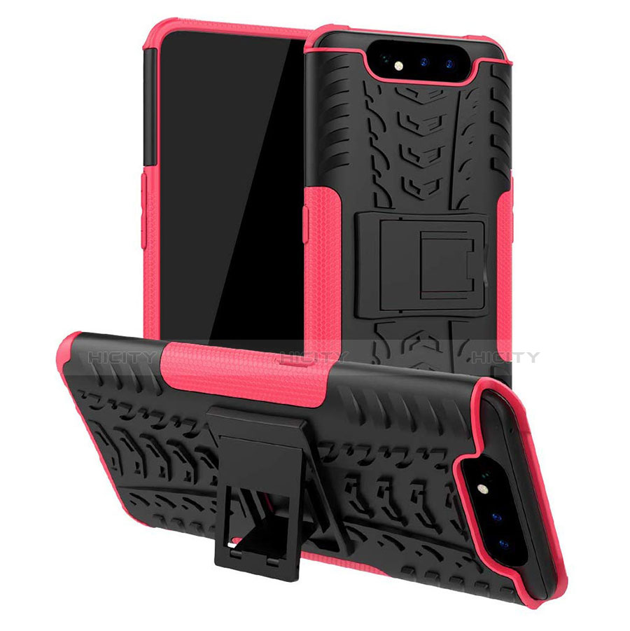 Custodia Silicone e Plastica Opaca Cover con Supporto per Samsung Galaxy A80