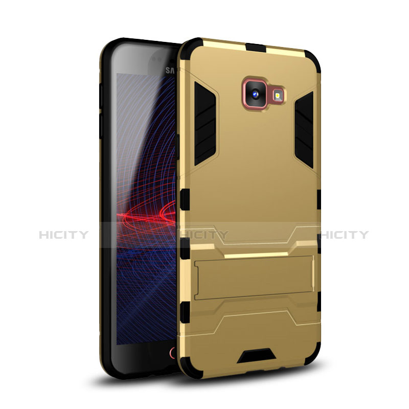 Custodia Silicone e Plastica Opaca Cover con Supporto per Samsung Galaxy A9 Pro (2016) SM-A9100 Oro