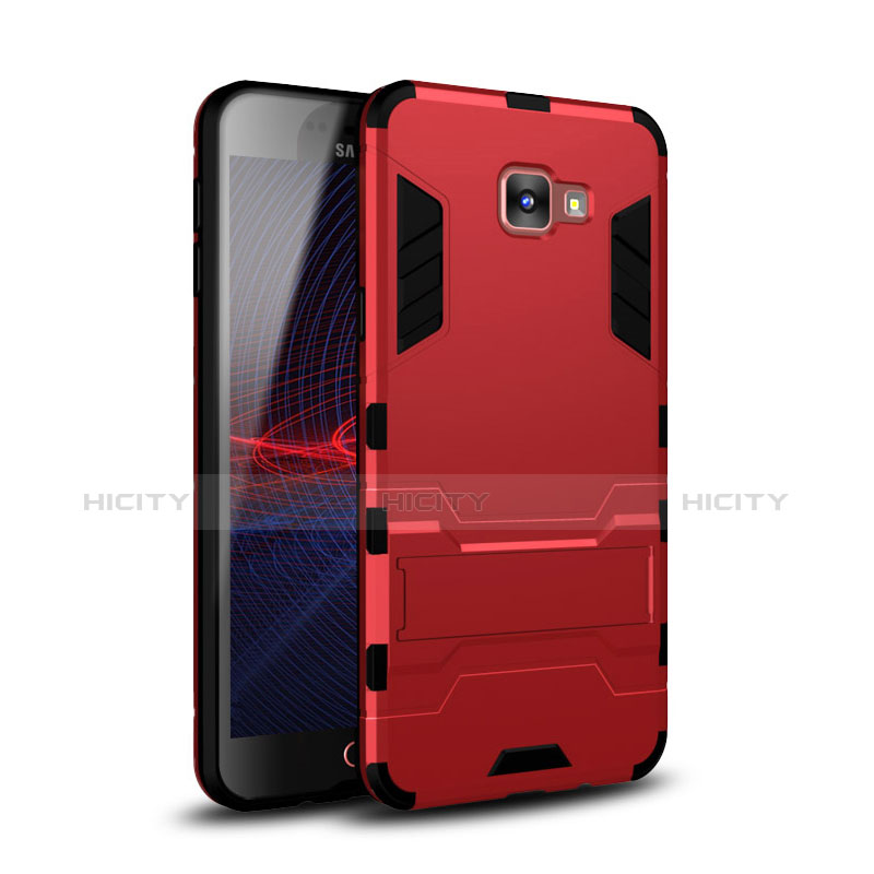 Custodia Silicone e Plastica Opaca Cover con Supporto per Samsung Galaxy A9 Pro (2016) SM-A9100 Rosso