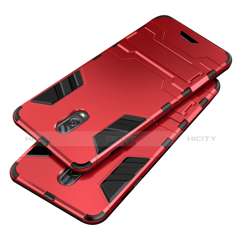 Custodia Silicone e Plastica Opaca Cover con Supporto per Samsung Galaxy J7 Plus