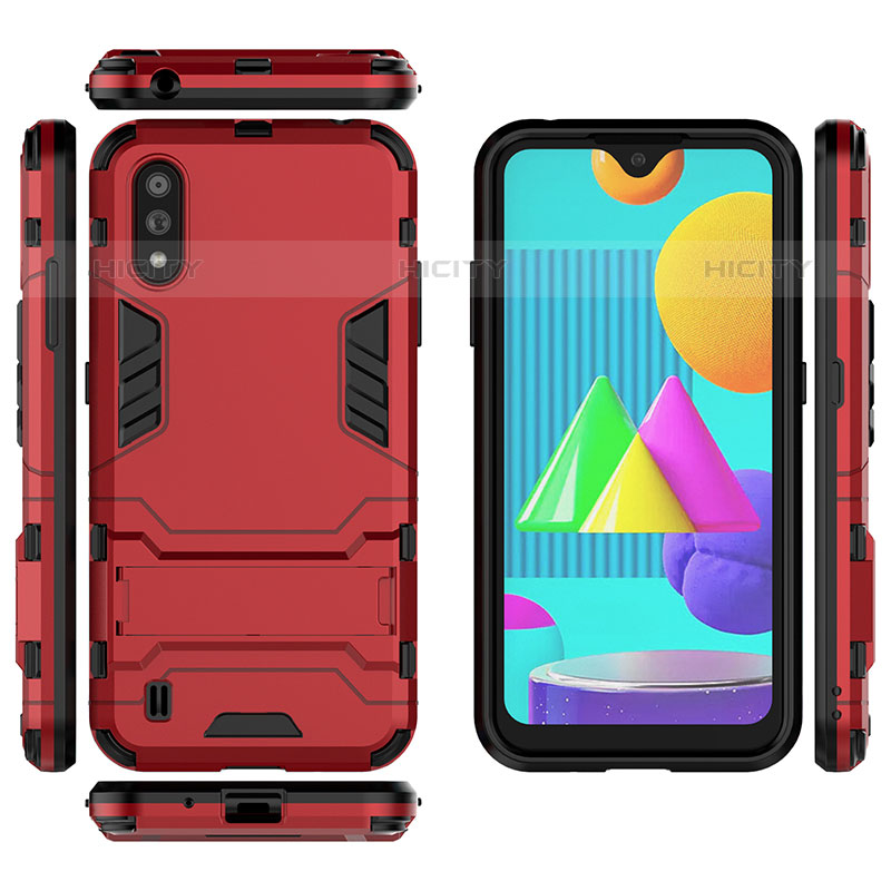 Custodia Silicone e Plastica Opaca Cover con Supporto per Samsung Galaxy M01