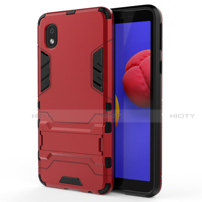 Custodia Silicone e Plastica Opaca Cover con Supporto per Samsung Galaxy M01 Core Rosso