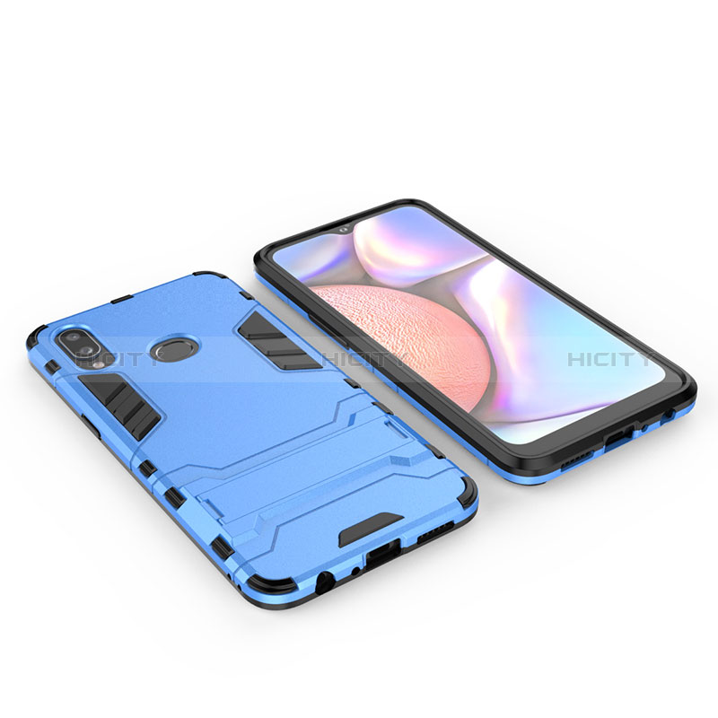 Custodia Silicone e Plastica Opaca Cover con Supporto per Samsung Galaxy M01s Blu