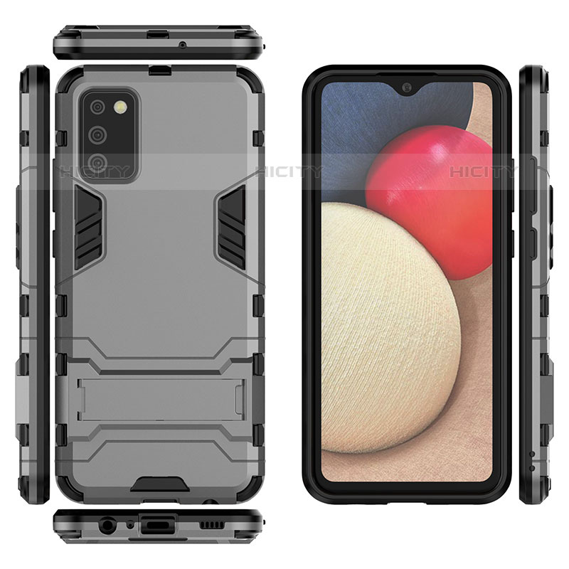 Custodia Silicone e Plastica Opaca Cover con Supporto per Samsung Galaxy M02s